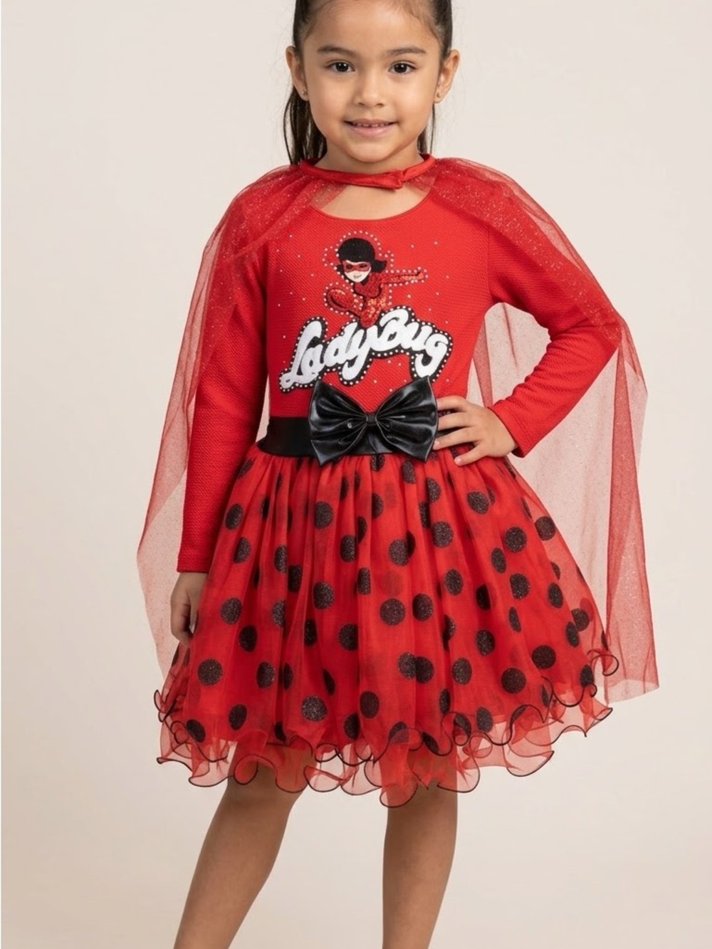 Loungefly Red and Black Ladybug Costume Dress with Cape